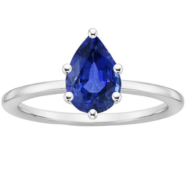 Pear Cut Blue Sapphire 2.50 CT Prong Setting Solitaire Ring, Size 6.5