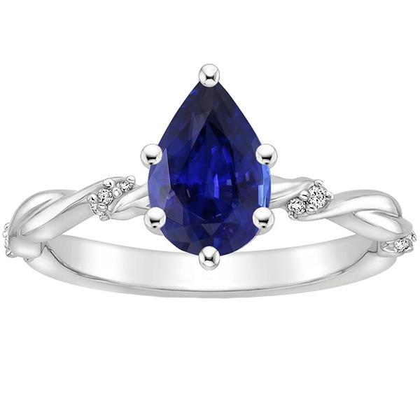 Picture of Harry Chad Enterprises 66420 3 CT Diamond Twist Style Pear Blue Sapphire Engagement Ring, Size 6.5