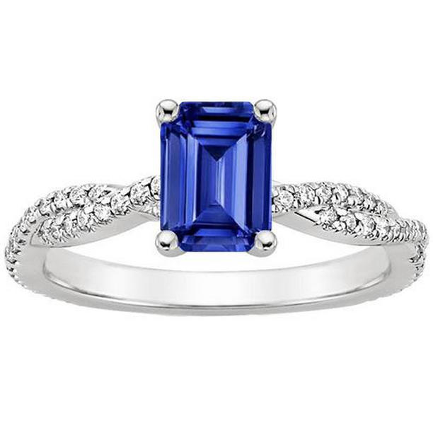 Picture of Harry Chad Enterprises 66427 4.25 CT Womens Engagement Diamond Ring & Emerald Ceylon Sapphire&#44; Size 6.5