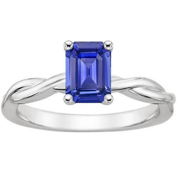 Picture of Harry Chad Enterprises 66428 2.50 CT Solitaire Infinity Style Emerald Sri Lankan Sapphire Ring, Size 6.5