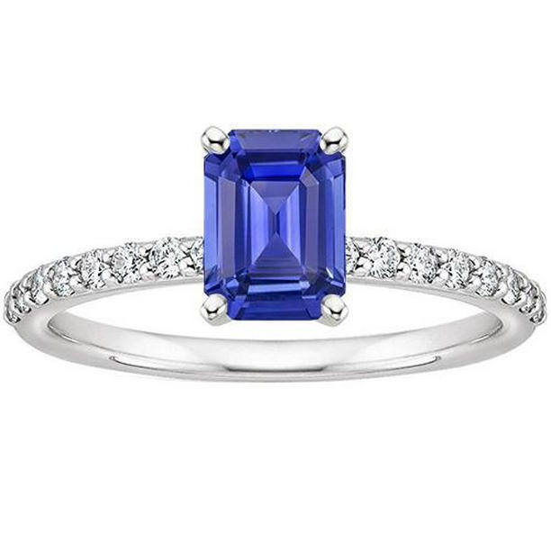 Picture of Harry Chad Enterprises 66432 4.25 CT Diamond & Emerald Blue Sapphire Engagement Ring&#44; Size 6.5