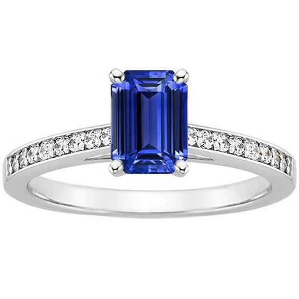 Picture of Harry Chad Enterprises 66450 3.50 CT Diamond Blue Sapphire & Pave Set Diamonds Engagement Ring&#44; Size 6.5