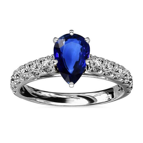 66919 3 CT Gemstone Ceylon Sapphire & Diamonds Engagement Ring, Gold - Size 6.5