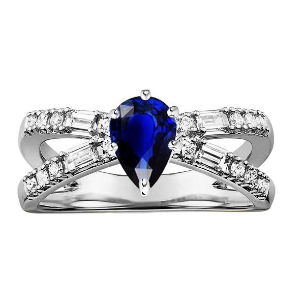 66932 Diamond Ceylon 2.50 CT Split Shank Sapphire Ring, Size 6.5