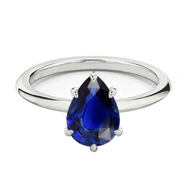 66957 Gemstone Jewelry Pear Shaped 2.50 CT Prong Set Solitaire Ring, Size 6.5