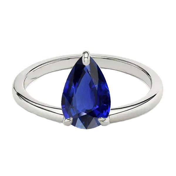 66958 2.50 CT Ladies Solitaire Pear Cut Blue Sapphire Wedding Ring, Size 6.5