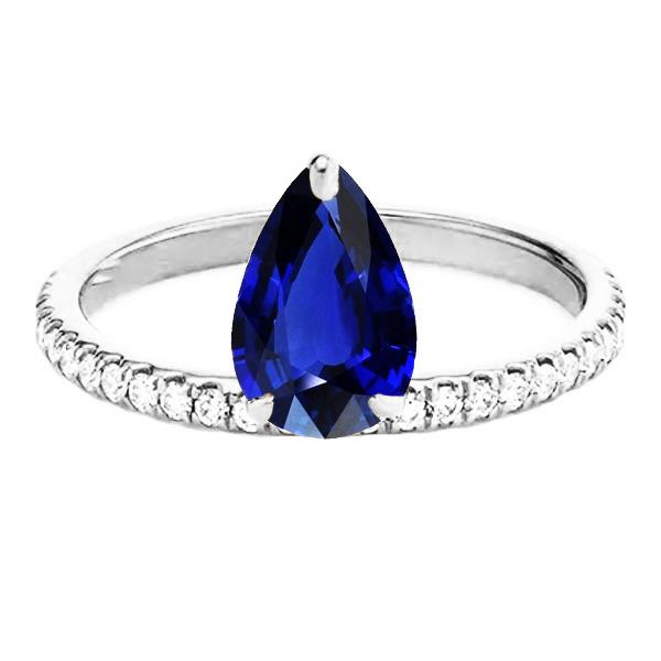 66959 3.50 CT Diamond Engagement Pear Cut Sri Lankan Sapphire Ring, Gold - Size 6.5 -  Harry Chad Enterprises