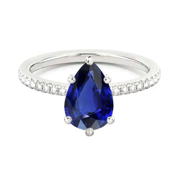 66960 3.50 CT Diamond Solitaire Wedding Blue Sapphire Ring with Accents, Size 6.5