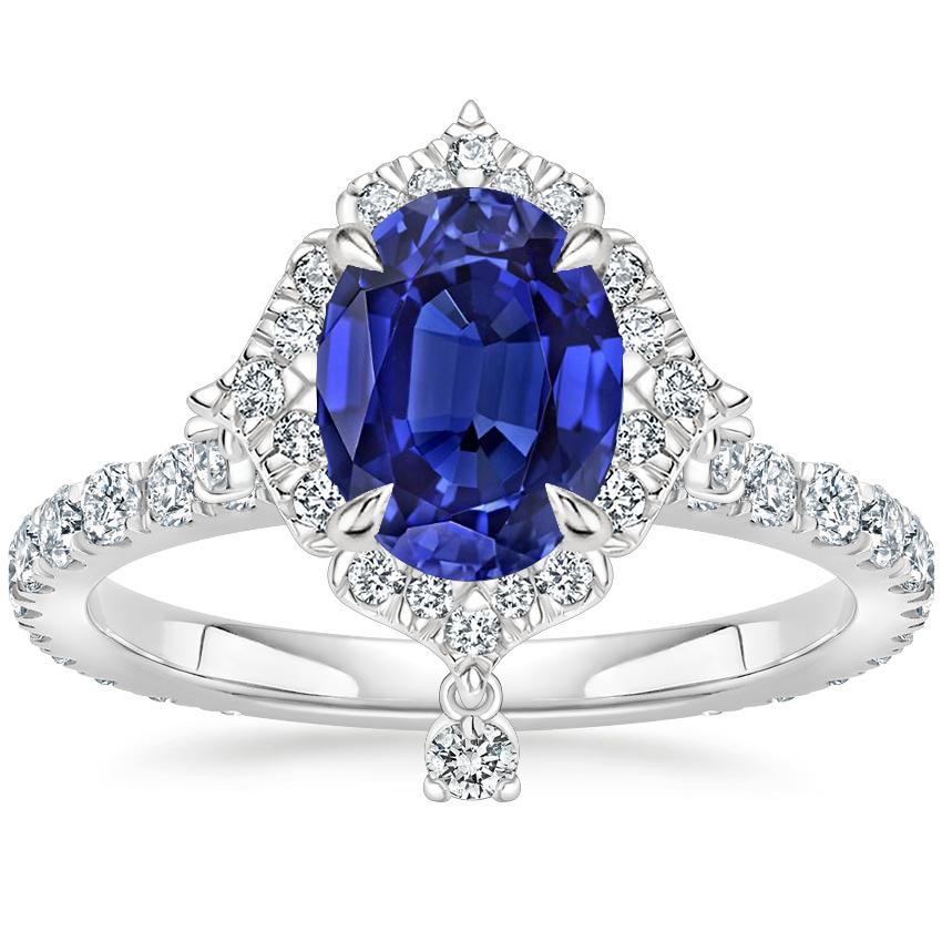 Picture of Harry Chad Enterprises 67382 Srilanka Sapphire Halo Pear Cut 6 CT Pyramid Style Diamond Ring&#44; Size 6.5