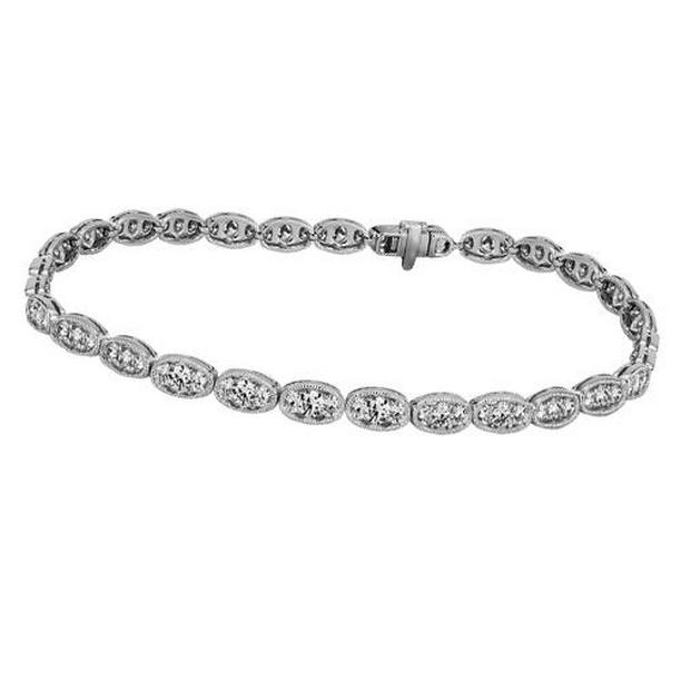 Oval Diamond Round Cut 4 CT Womens Gold Tennis Bracelet