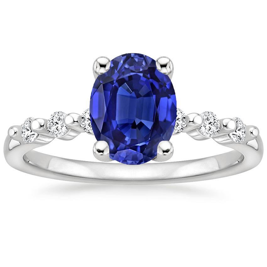 67389 4 CT Ladies Gemstone & Diamonds Oval Ceylon Sapphire Ring, Size 6.5