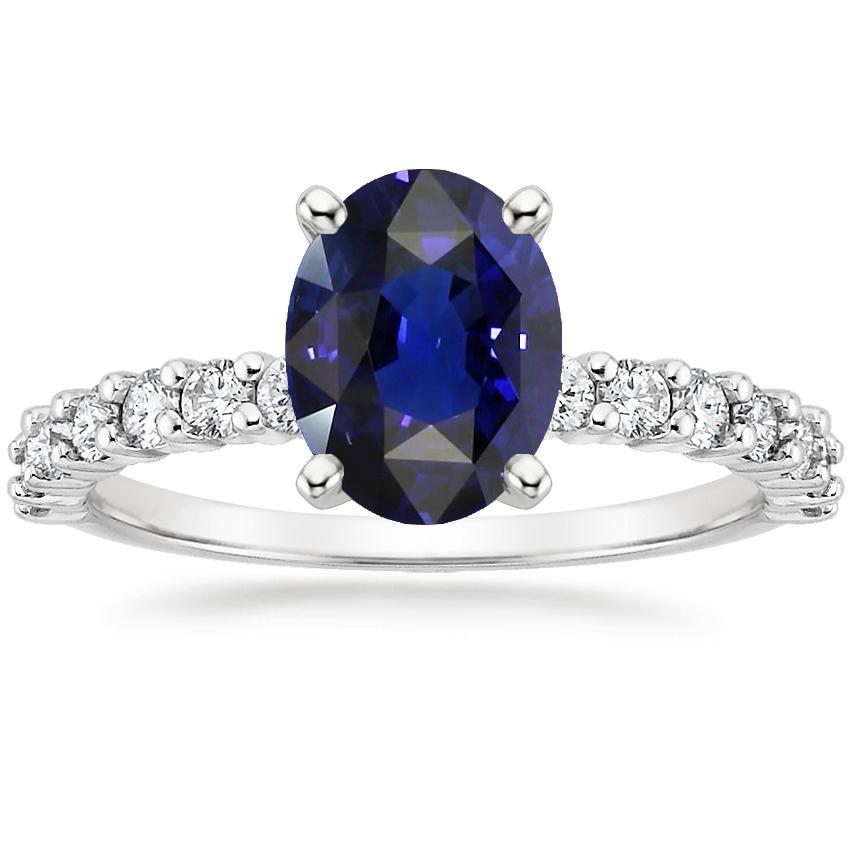 4.50 CT Diamond Solitaire Oval Srilanka Sapphire Ring with Accents, Size 6.5