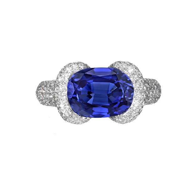 Picture of Harry Chad Enterprises 67394 4 CT Womens Oval Blue Sapphire Diamond Ring&#44; 14K Gold - Size 6.5