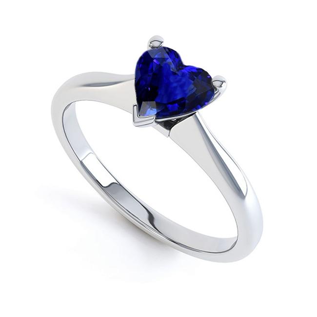 1.50 CT Ceylon Sapphire Solitaire Heart Shaped Ring, 14K Gold - Size 6.5