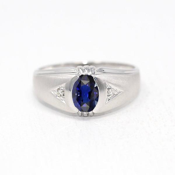 67406 1.25 CT Oval Ceylon Sapphire Vintage Style Anniversary Ring, Size 6.5