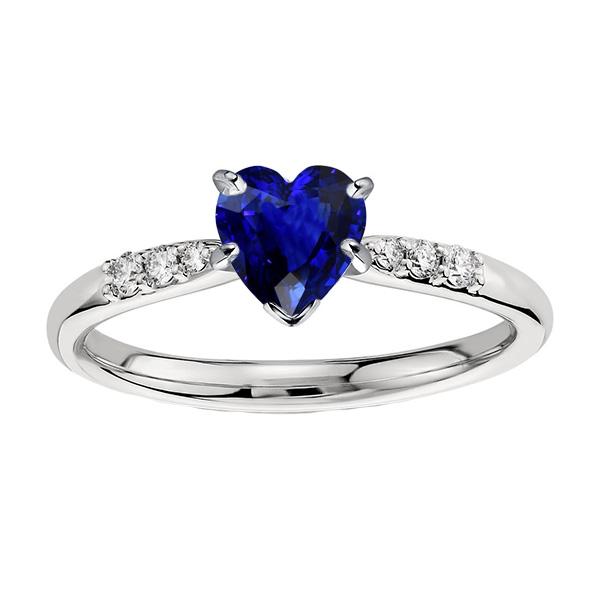 67863 Diamond Heart Sapphire 1.50 CT Womens Anniversary Ring, Size 6.5