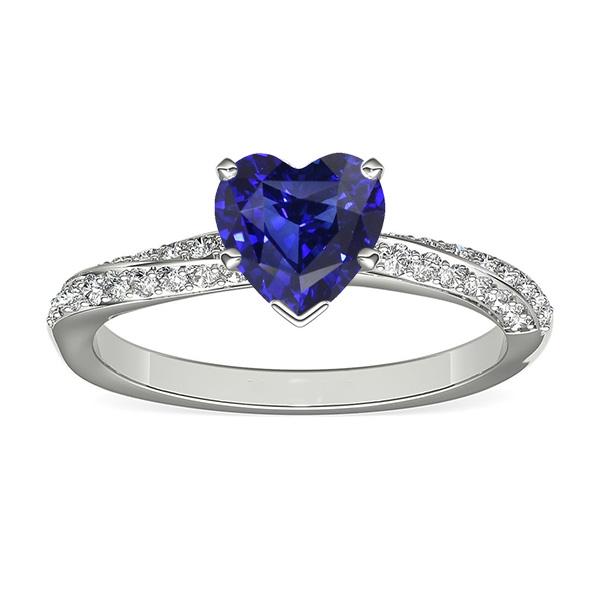 67864 Srilanka Sapphire Heart Cut 2.50 CT Diamond Gemstone Ring, Size 6.5
