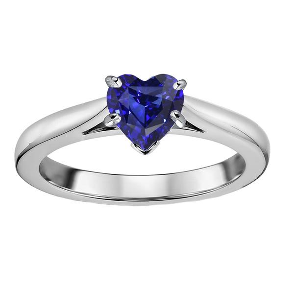 67866 1 CT Heart Solitaire Ceylon Sapphire Ring Prong Set, Size 6.5