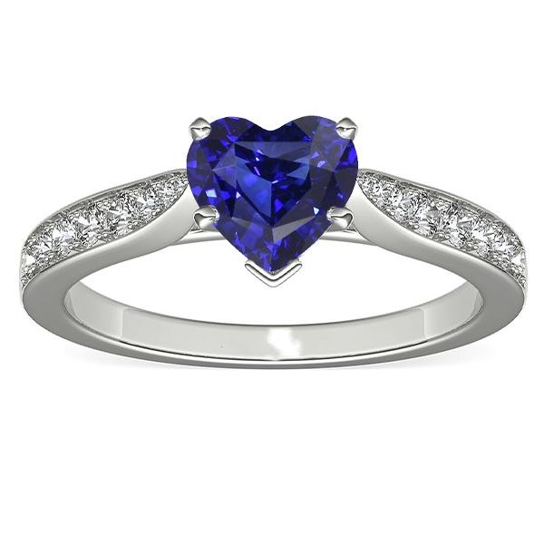 67867 Diamond Heart Ceylon 2.50 CT Accented Sapphire Ring, Size 6.5