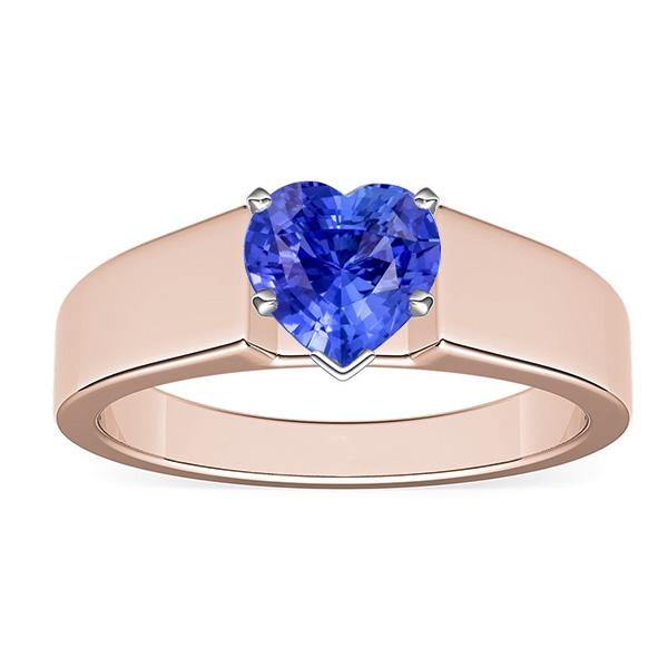 Picture of Harry Chad Enterprises 67878 Solitaire Heart 1.50 CT Two Tone Gold Thick Shank Sapphire Ring, Size 6.5