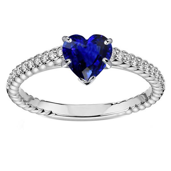 67879 2.50 CT Ceylon Sapphire Solitaire Ring & Pave Set Diamond Accents, Size 6.5
