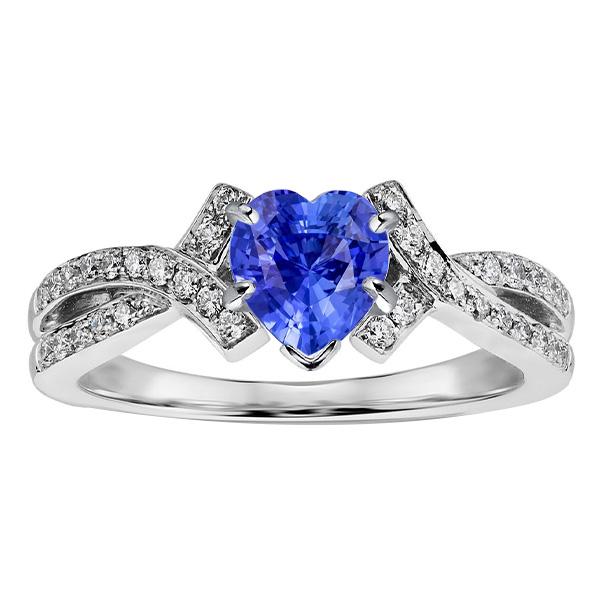 67880 2.50 CT Diamond Heart Cut Twisted Shank Sapphire Ring, Size 6.5