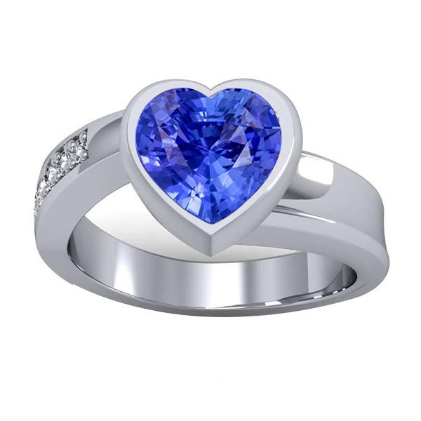 67894 2.25 CT Heart Bezel Set Ceylon Sapphire Gemstone Ring, Size 6.5