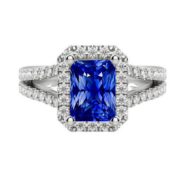 68327 3.50 CT Womens Round Diamond Radiant Cut Sapphire Jewelry Halo Ring, Size 6.5