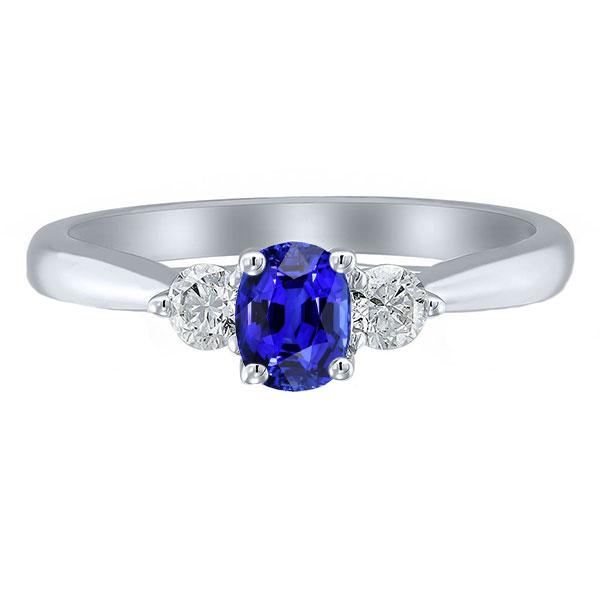 2 CT Round Diamond Three Stone Cushion Sri Lankan Sapphire Ring, Size 6.5