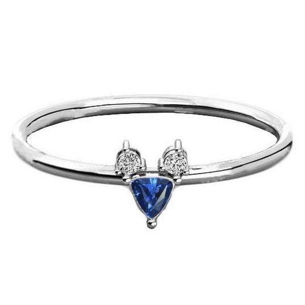 68783 0.75 CT Ladies Three Stone Trillion Cut Sapphire & Diamonds Ring, Size 6.5