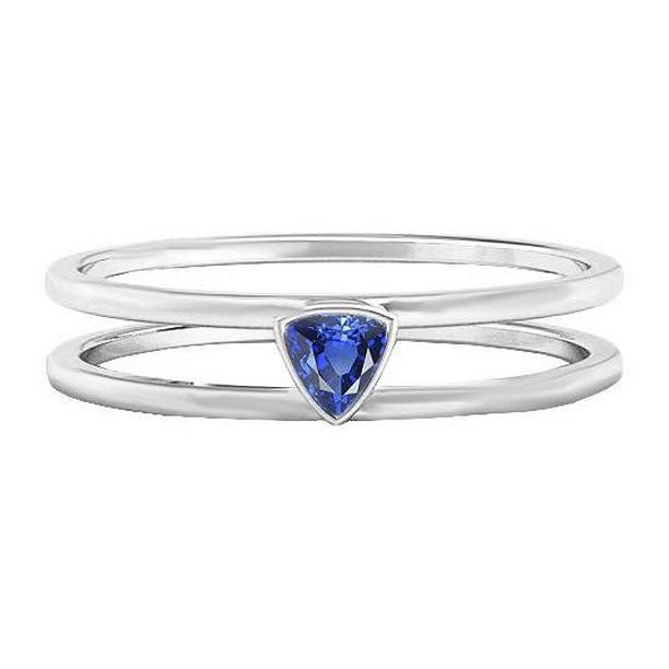 0.50 CT Solitaire Trillion Sapphire Engagement Ring Set with Band, Size 6.5