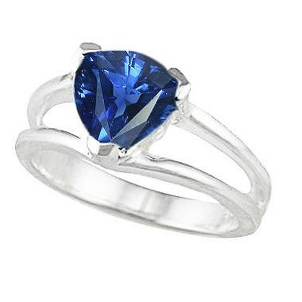 1 CT Split Shank Trillion Sri Lankan Sapphire Solitaire Ring, Size 6.5