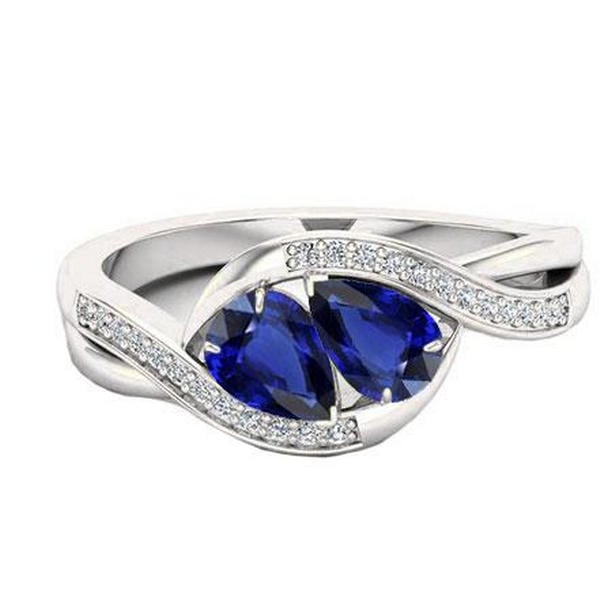 68800 1.50 CT Gemstone Pear Blue Twisted Style Sapphire Ring, Size 6.5