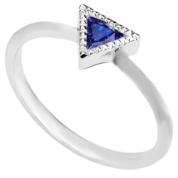 0.50 CT Halo Trillion Bezel Set Ceylon Sapphire Engagement Ring, Size 6.5