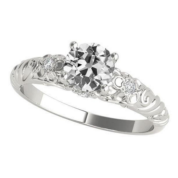 2 CT Antique Style Old Miner Diamond 14K Gold Wedding Ring, Size 6.5