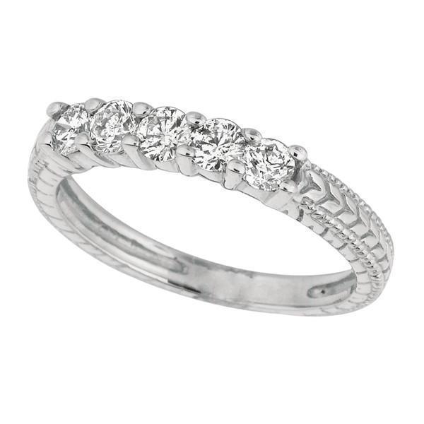9324 0.50 CT Vintage Style Round Diamond Eternity Band, 14K White Gold - Size 6.5