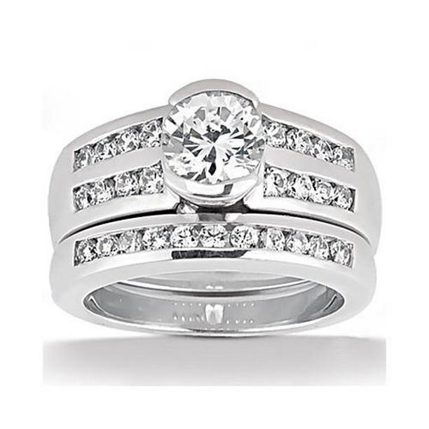 9412 1.81 CT White Gold Diamond Engagement Ring & Band Set, Size 6.5