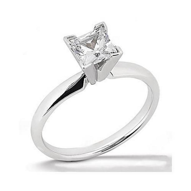 Picture of Harry Chad Enterprises 9435 2.51 CT White Gold Solitaire Princess Cut Diamond Ring&#44; Size 6.5