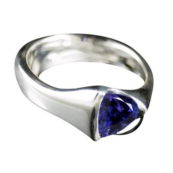 9442 White Gold Trillion Tanzanite 1 CT Solitaire Ring, Size 6.5