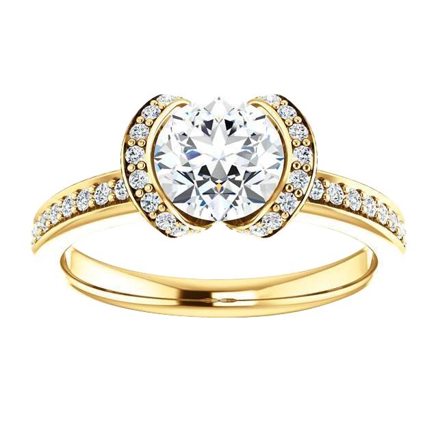 Picture of Harry Chad Enterprises 9757 Yellow Gold 1.86 CT Round Diamond Solitaire with Accents Fancy Ring&#44; Size 6.5