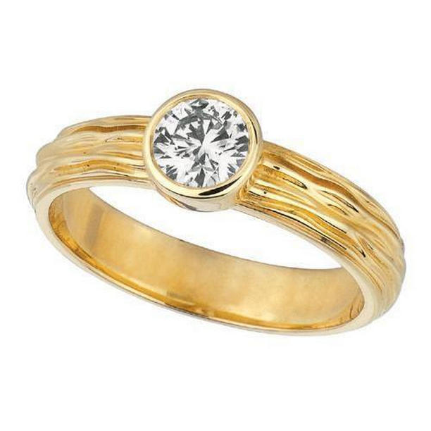 Picture of Harry Chad Enterprises 9784 14K Yellow Gold Round 1.01 CT Solitaire Diamond Ring&#44; Size 6.5