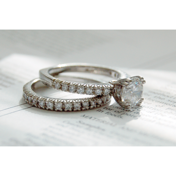 9903 1.92 CT Diamond Engagement Ring & Eternity Band Set, 14K White Gold - Size 6.5
