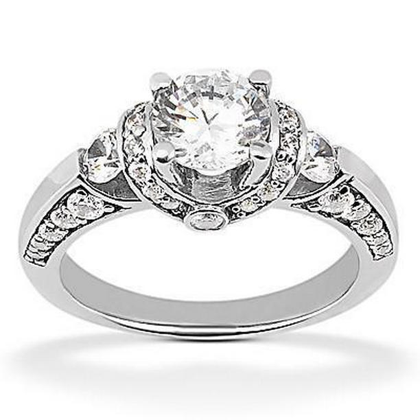 14964 1.70 CT Diamond Accented White Gold Engagement Ring, Size 6.5