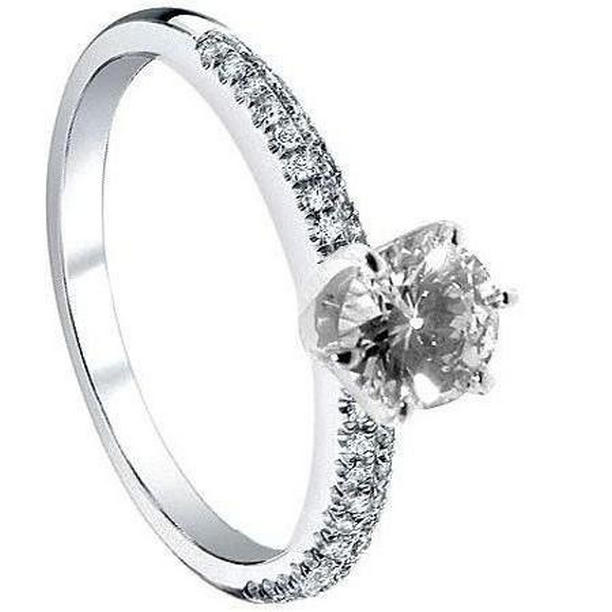 Picture of Harry Chad Enterprises 15177 1.51 CT Diamond Solitaire with Accents Engagement Ring, Size 6.5