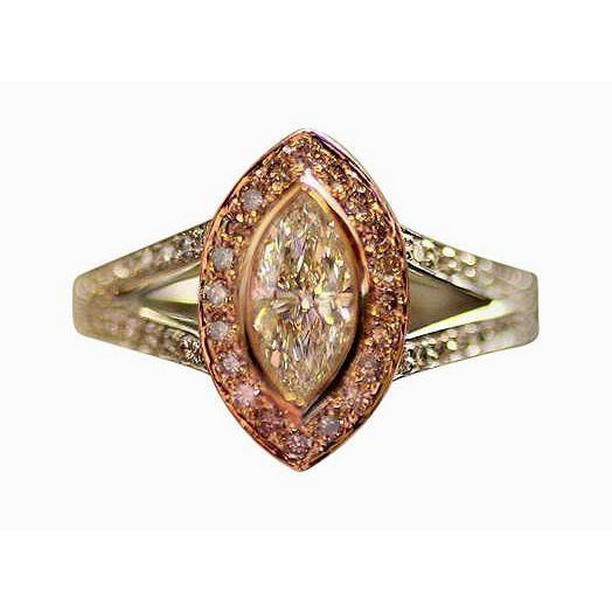 Picture of Harry Chad Enterprises 15282 2.50 CT F Vs1 Diamond Halo Two Tone Gold Gemstone Ring&#44; Size 6.5
