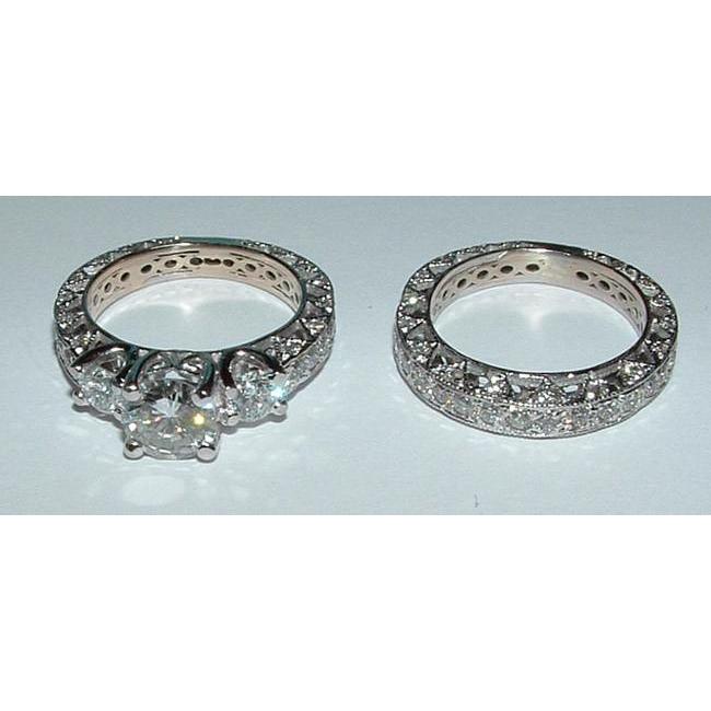 15304 3.51 CT Sparkling Diamond Engagement Ring Set, White Gold - Size 6.5