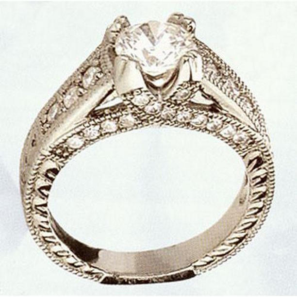 Picture of Harry Chad Enterprises 15350 1.38 CT Antique Style Split Shank Engagement Ring&#44; 14K White Gold - Size 6.5