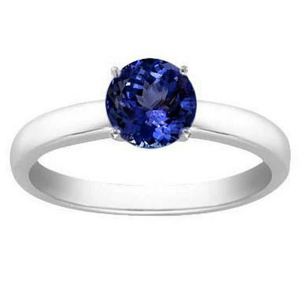 Picture of Harry Chad Enterprises 15446 2 CT Tanzanite Solitaire Ring&#44; 14K Solid White Gold - Size 6.5