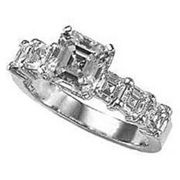 Picture of Harry Chad Enterprises 15477 1.61 CT Asscher Cut Diamond Gold Engagement Ring, Size 6.5