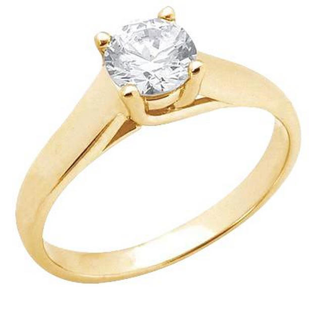 Picture of Harry Chad Enterprises 15588 2.01 CT Diamond Yellow Gold Prong Style Solitaire Ring&#44; Size 6.5